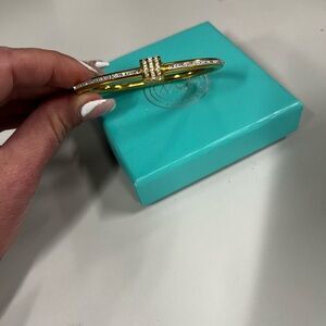 Gold Rhinestone Accent Bangle Bracelet